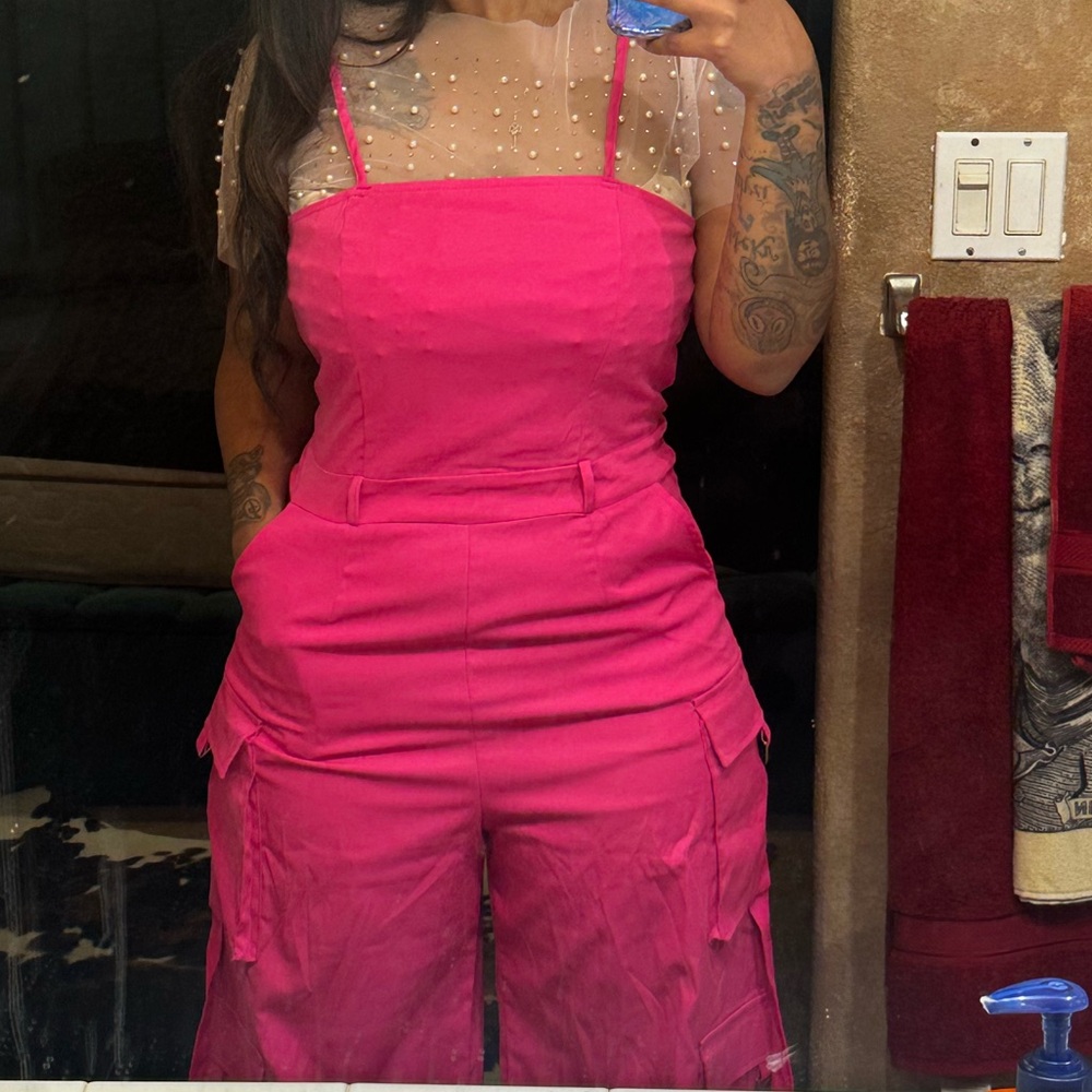 Women's Pink Jumpsuit - Picture 4 of 4